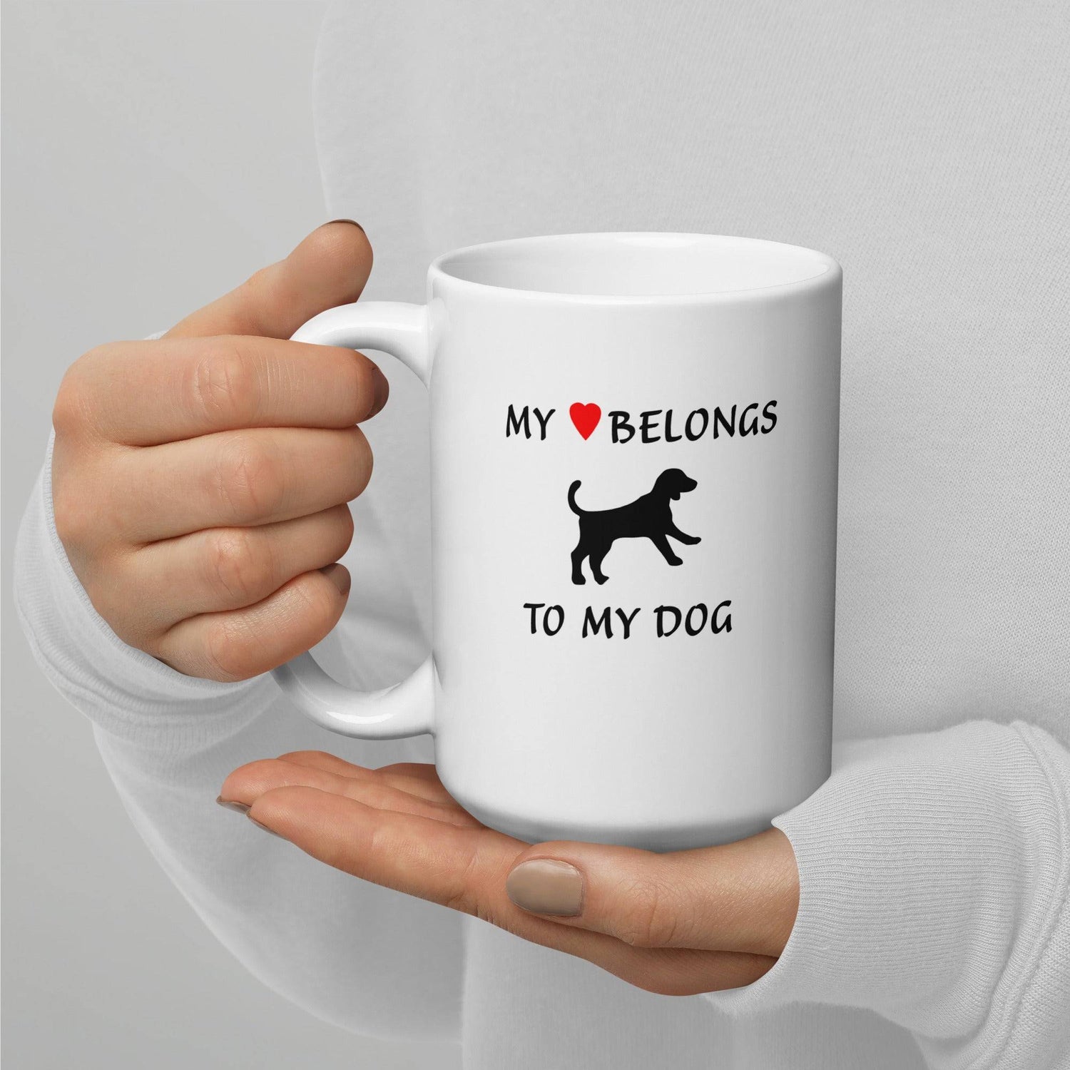 My ♥ Belongs to My Dog Coffee Mug - White Pet Lovers Cup Online