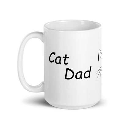 Cat Dad Design Ceramic Mug - White Coffee Mug For Cat Lovers
