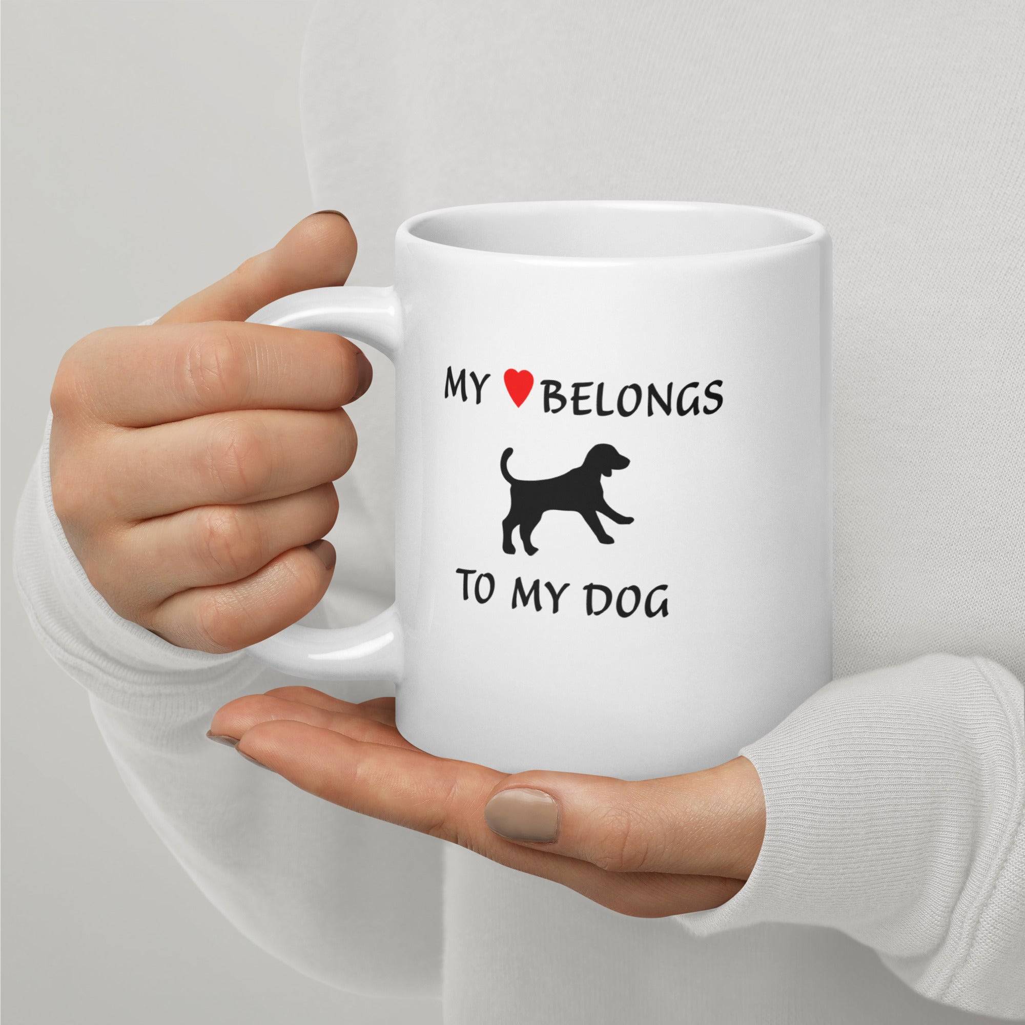 My ♥ Belongs to My Dog Coffee Mug - White Pet Lovers Cup Online