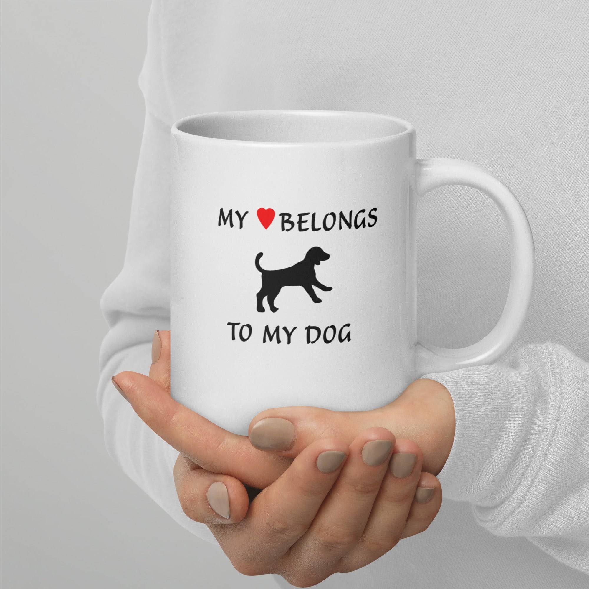 My ♥ Belongs to My Dog Coffee Mug - White Pet Lovers Cup Online