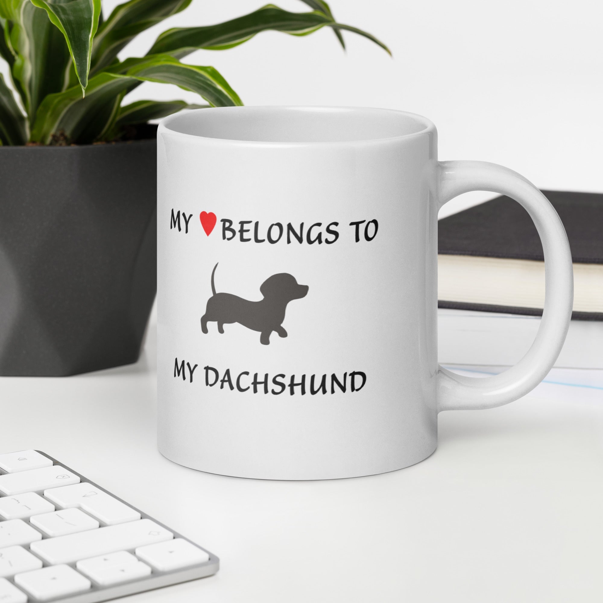 &quot;My ♥ Belongs to My Dachshund&quot; Coffee Mug - White Dog Lovers Mug 2024